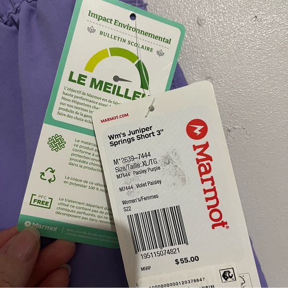 Marmot Women's Purple Athletic Shorts XL New Pull on side pockets drawstring - Picture 6 of 12